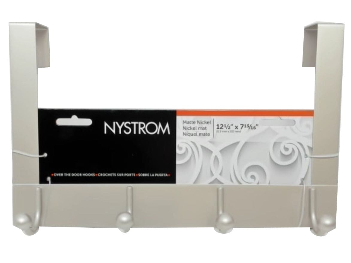 Over The Door 4 Hook Bar Mat Nickel 12.5" x 7 - 15/16" Nystrom - Brantford Surplus