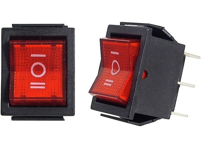 Red Rocker Switch ON - OFF - ON 16A / 250V AC D.P.D.T. 6 pins - Brantford Surplus