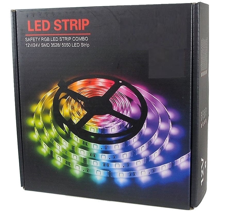 RGB Decorative LED strip - 2 x 5 meters 30 LED/meter self - adhesive 12v adaptor included - Brantford Surplus