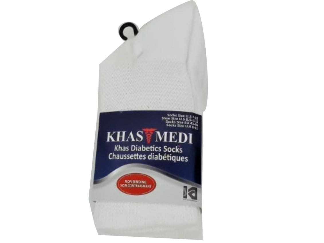 Socks Khas Diabetic Men's 3pk. White Size 7 - 12 Khas Medi - Brantford Surplus