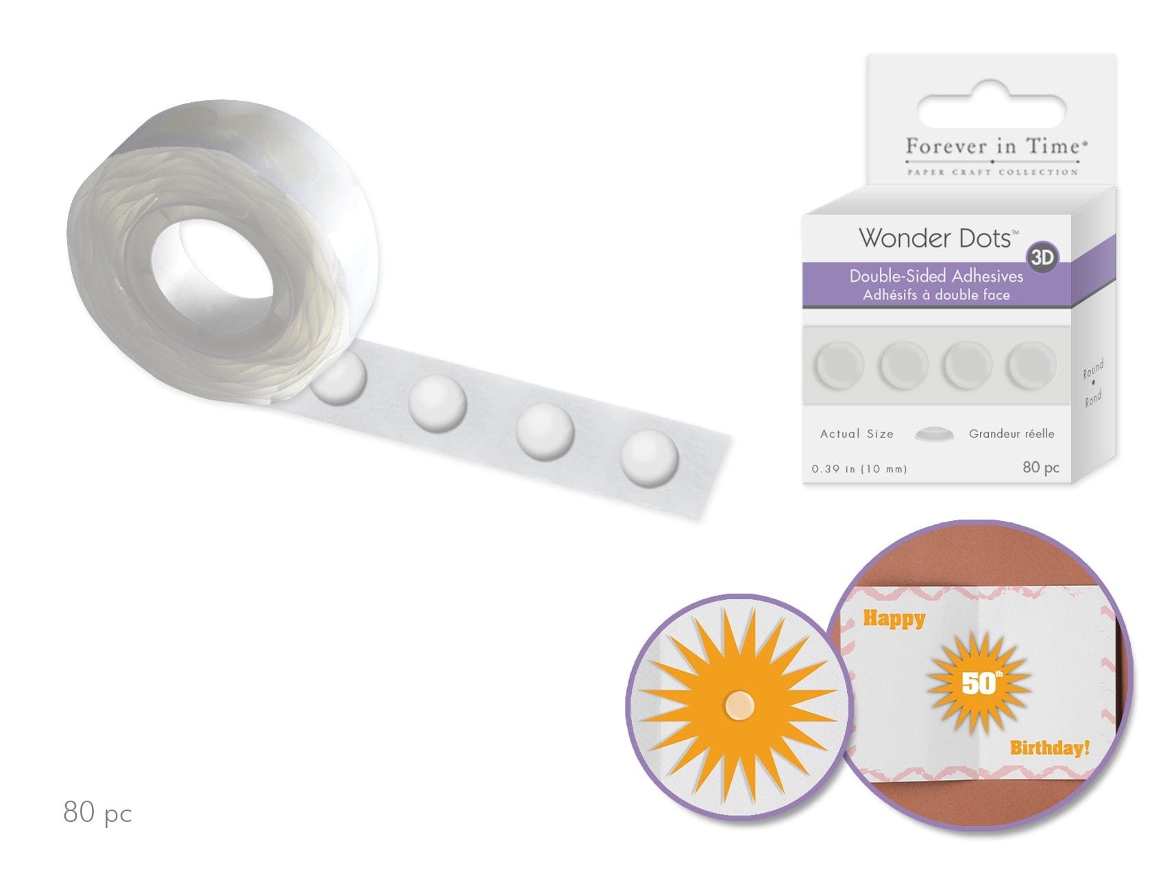 Wonder Dots: 10mm 3D Round Double - Sided Clear Super - Tack x80 1.8mm(T) - Brantford Surplus