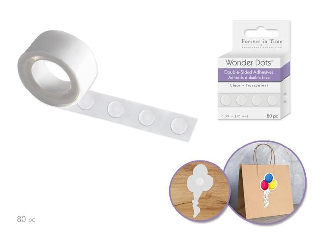 Wonder Dots: 10mm Round Double - Sided Clear Super - Tack 80pc Flat - Brantford Surplus