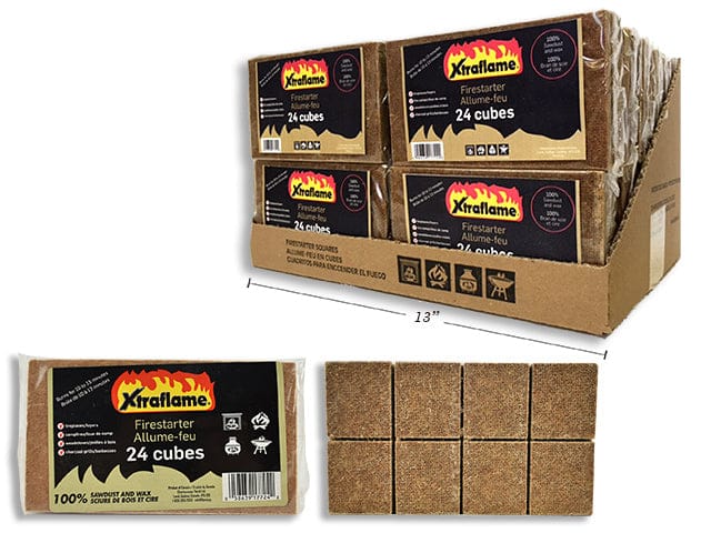 Xtraflame 24 Firestarter Cubes Display. Burns 10 - 13 Mins Per Cube - Brantford Surplus